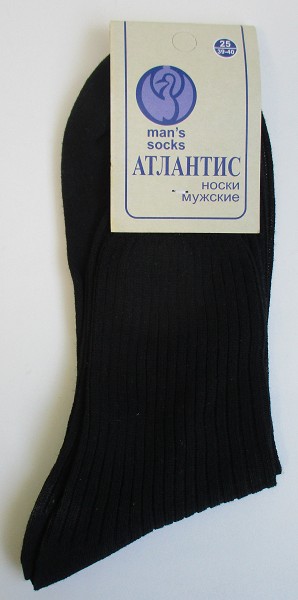 носки муж. Атлантис Г1 р.25(39-40) черные (100%хлопок) лето/Текс/10