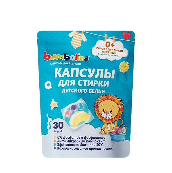 с/п Bambolina 30шт*15гр д/детского белья в растворим.капсулах пакет/Дрог/24