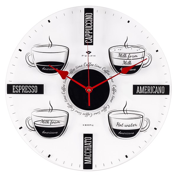 часы настен 34*33см кухня Coffee time, круглые/Руб