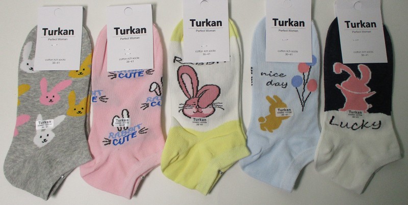 носки жен. Turkan Зайчики р.36-41укороч микс (90%хлопок 8%п/а 2%лайк) лето/Текс/10