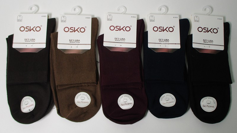 носки жен. OSKO Однотон р.37-41 ослаб.рез. без шва микс ( хлопок90% п/а7% эласт3%) лето/Текс/10