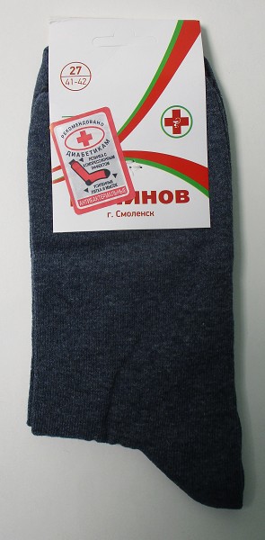 носки муж. Калинов М10 р.27 с ослаб. рез. джинс (хлопок 80% полиамид 15% эластан 5%) лето/Текс/10