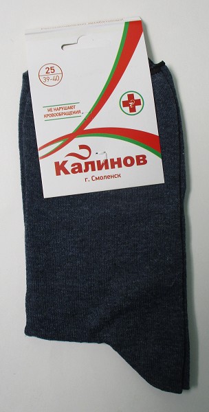 носки муж. Калинов М10 р.25 с ослаб. рез. джинс  (хлопок 80% полиамид 15% эластан 5%) лето/Текс/10