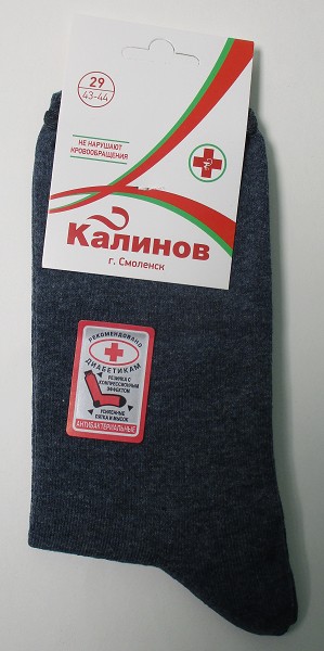 носки муж. Калинов М10 р.29 с ослаб. рез. джинс (хлопок 80% полиамид 17% эластан 3%) лето/Текс/10