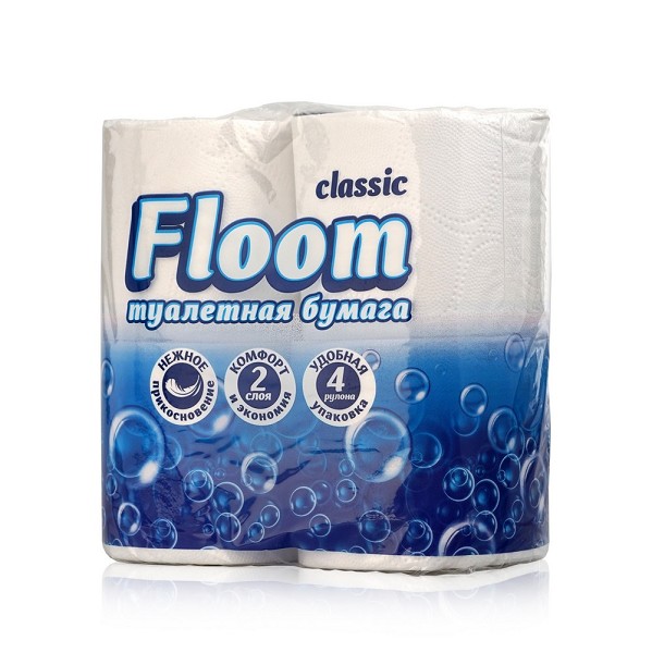 туал/бумага Floom classic 2-х слойная 4шт белая 6942/Дрог/12