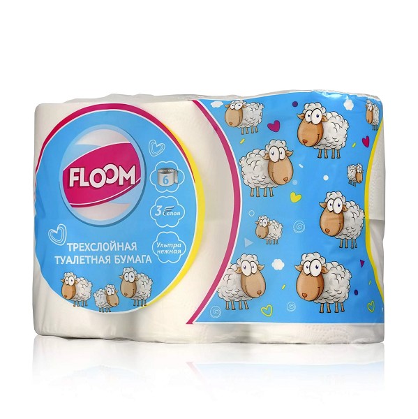 туал/бумага Floom Premium 3-хслойная 6шт белая 6649/Дрог/14