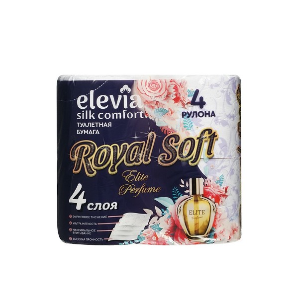 туал/бумага Elevia 4-хслойная 4шт Royal Soft Elite perfume 5318/Дрог/18