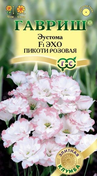 семена цветы комн Эустома Эхо Пикоти F1 розовая 4шт h-90см d-7см/Гавриш/5