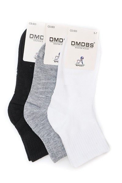 носки дет. DMDBS Однотон р.18-20(27-32) 8-10лет укороч.бел,сер,черн (80%хлопок 15%па 5%спанд) лето/Текс/10