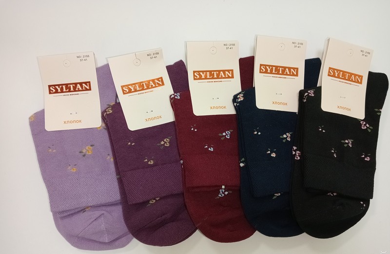 носки жен. Syltan Однотон р.37-41 с цветочками микс (80% Хлопок 15% Эластан 5% Полиамид) лето/Текс/10
