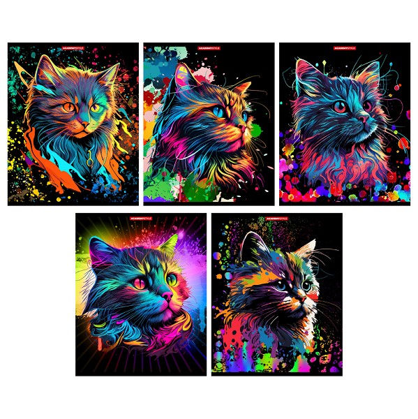 тетрадь 48л клетка А5 Яркие коты, уф-лак, офсет, в асс. 179707/КанцБ/60x20
