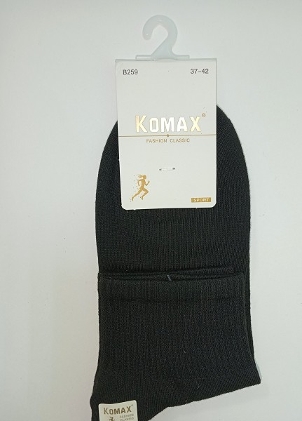 носки жен. Komax Однотон р.37-42 укороч. черные (88% Хлопок 10% Полиамид 5% Лайкра) лето/Текс/10
