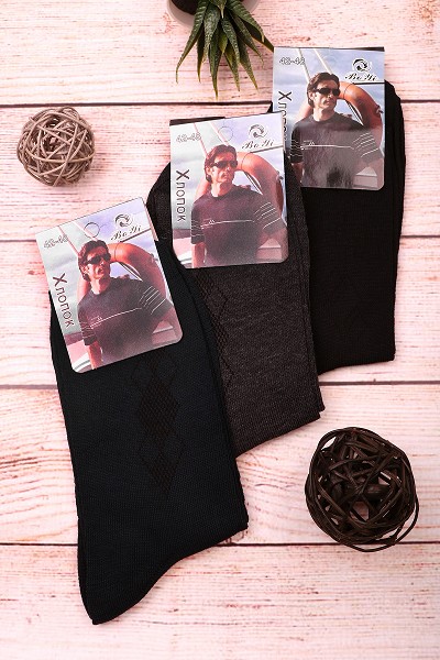 носки муж. BOYI Однотон. р.42-48 темные с рис.микс (80%хлопок15%п/а 5% эластан) лето/Текс/12