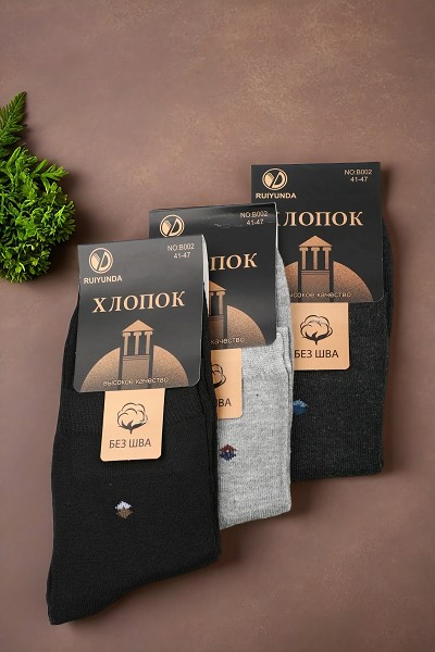 носки муж. Ruiyunda Однотон. р.41-47 с рис.микс (80%хлопок15%п/а5%спанд) лето/Текс/10