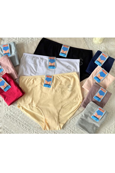 трусы жен. Cotton (polo) 917 Однотон. р. 9XL(56-58) стразы, пудров/черн. микс (95%хлопок5%спанд) /Текс