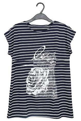 футболка жен. Fashion Роза, полоса р.54 черн/бел (100%хлопок)/Текс