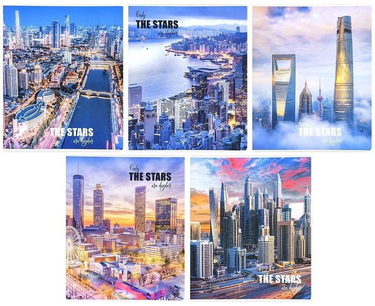 тетрадь 48л клетка А5 Creativiki ГОРОДА офсет, глян.ламин. в асс.253934/ФРМ/100x10