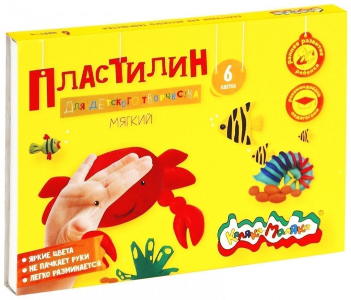 пластилин  6цв. Каляка-Маляка 90г стек 105285 КРАБИК/ФРМ/30
