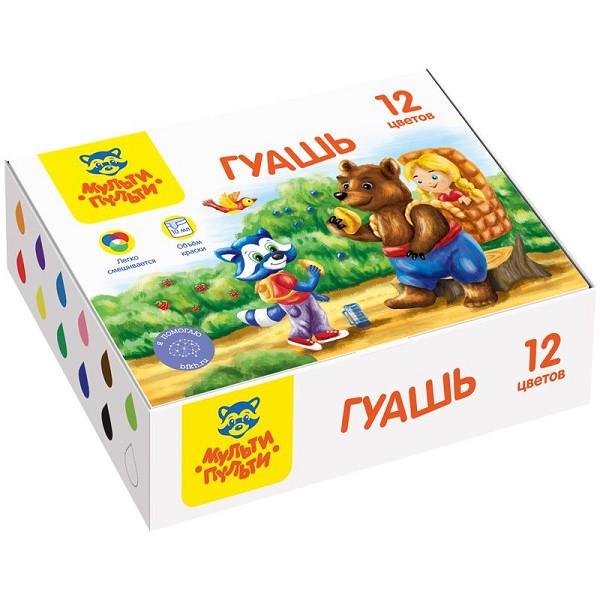краски гуашь  12цв Енот в сказке 10мл 333896/Рел/24