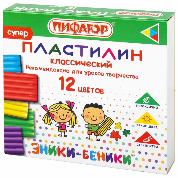 пластилин 12цв. Эники-Беники Супер 120гр стек Пифагор /СМН/48
