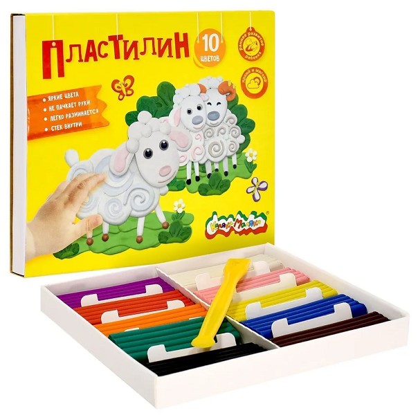 пластилин 10цв. Каляка-Маляка со стеком 150гр БАРАШЕК 049079/ФРМ/38