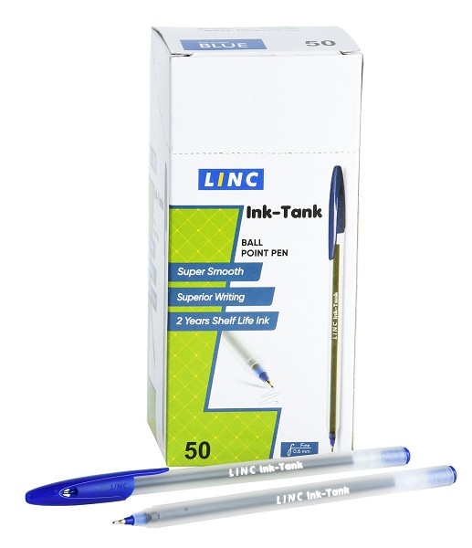 ручка шар. синяя 0,6мм Linc INK TANK прозр. корпус, игольчаты наконечник 175679/ФРМ/50