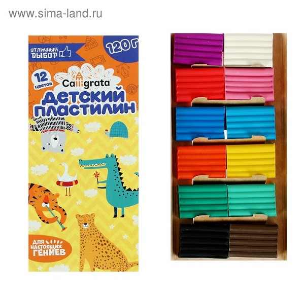 пластилин 12цв. Calligrata 120г стек/С-Л/48