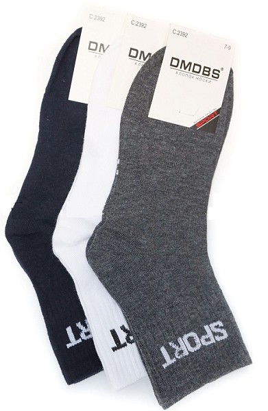 носки дет. DMDBS Sport р.18-20(27-32/7-9лет) сер,бел,черн (80%хлопок 15%па 5%спанд) лето/Текс/10