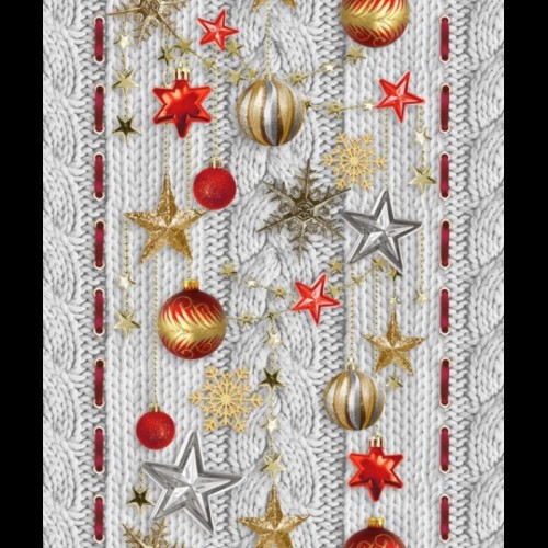 н-год салфетка-дорожка 50*150 Новогодняя звезда (100% хлопок, рогожка) 30044-1/Текс/20
