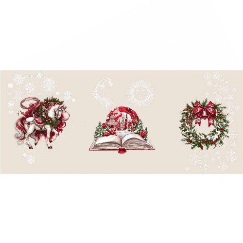 н-год полотенце кух. 40*75 Рогожка Лошадь,книга,венок (100% хлопок) 1312-1П рд/Текс