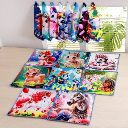 н-год салфетка микроф. 25*25 Яркие Лошадки МИКС /Текс/20