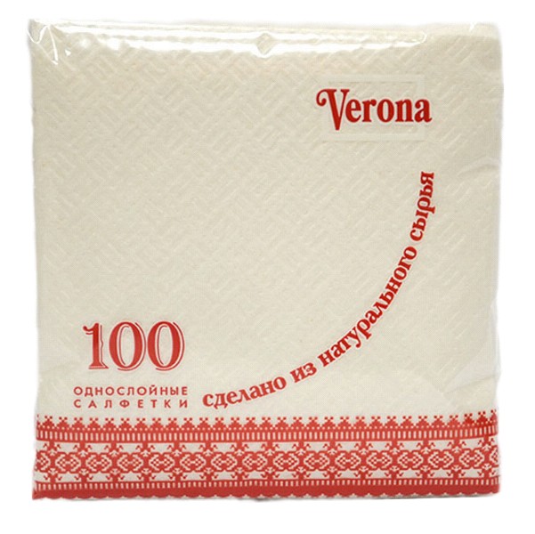 салфетки Лепота(Верона) 100л п/п 1-сл 24*24 белая/ЛПТ/48