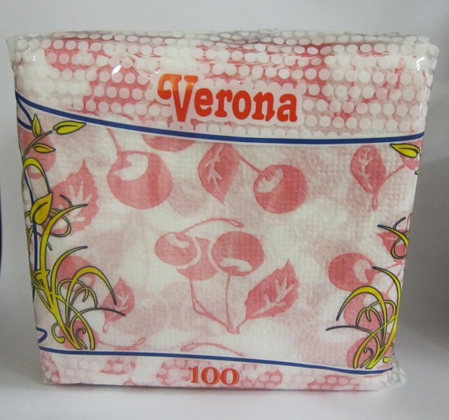 салфетки Лепота(Верона) 100л п/п 1-сл 24*24 вишня/ЛПТ/48