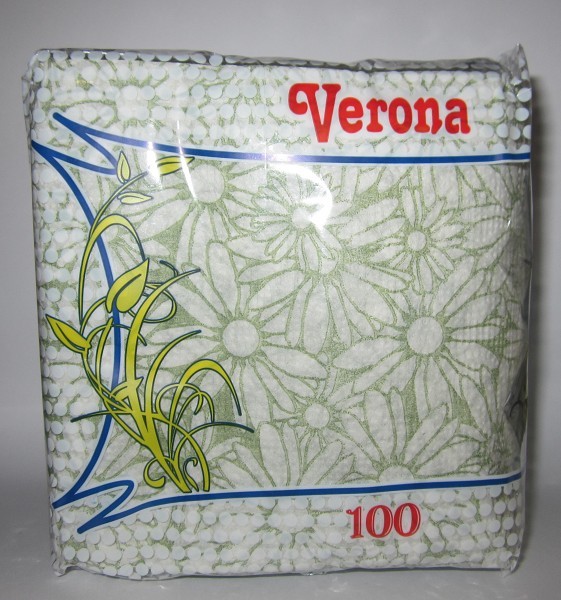 салфетки Лепота(Верона) 100л п/п 1-сл 24*24 ромашка/ЛПТ/48