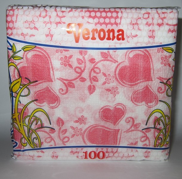 салфетки Лепота(Верона) 100л п/п 1-сл 24*24 сердце/ЛПТ/48