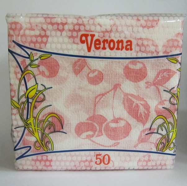 салфетки Лепота(Верона) 50л п/п 1-сл 24*24 вишня/ЛПТ/60