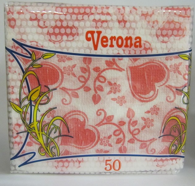 салфетки Лепота(Верона) 50л п/п 1-сл 24*24 сердце/ЛПТ/60