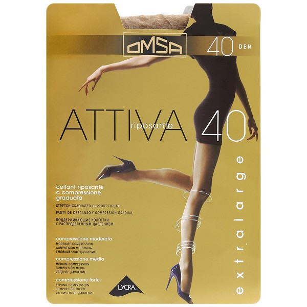 колготки жен. Omsa Attiva 40D 5 daino(телесный)/Omsa/10