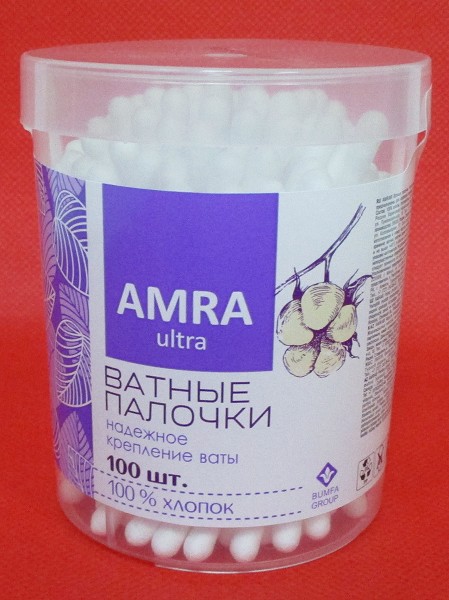 палочки АМРА ватн банка 100шт/БумГр/24