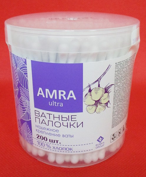 палочки АМРА ватн банка 200шт/БумГр/24