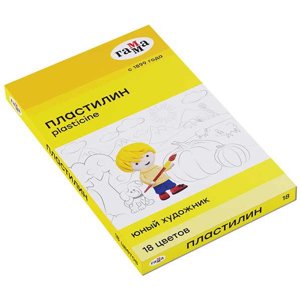 пластилин 18цв. Юный художник со стеком 252гр 298649/Рел/10