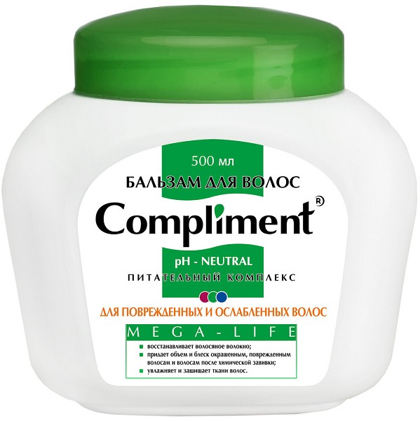 бальзам д/волос Compliment Mega-Life 500мл д/повр.и ослаб.волос/Тим/12
