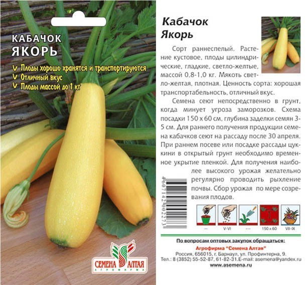 семена Кабачок Якорь ЦП 2гр раннеспелый/СемАлт/10