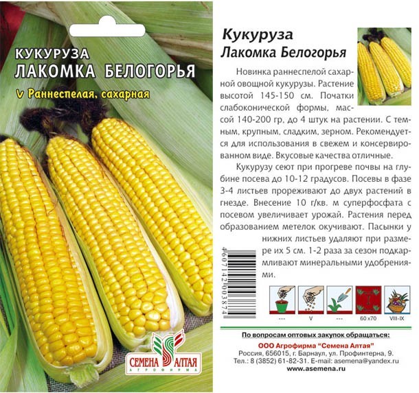 семена Кукуруза Лакомка Белогорья ЦП 5гр раннесп./СемАлт/10