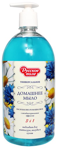 мыло жидк Русское поле 1л ДОМАШНЕЕ Васильково-Ромаш.антибакт. дозатор/Фратти/6