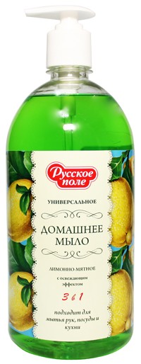 мыло жидк Русское поле 1л ДОМАШНЕЕ Лимонно-Мятн.универс. дозатор/Фратти/6