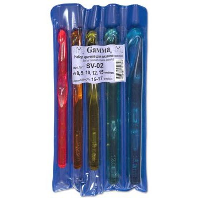 крючки д/вязания GAMMA пластик15-17см (d 8,9,10,12,15мм) 5шт/Рукод-е